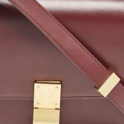 Celine Burgundy Leather Small Classic Box Flap Bag