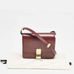 Celine Burgundy Leather Small Classic Box Flap Bag