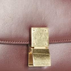 Celine Burgundy Leather Small Classic Box Flap Bag