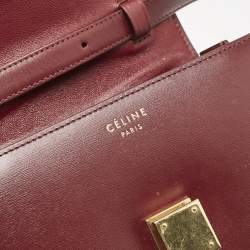 Celine Burgundy Leather Small Classic Box Flap Bag