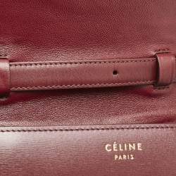 Celine Burgundy Leather Small Classic Box Flap Bag