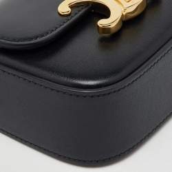Celine Black Leather Mini Triomphe Shoulder Bag