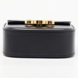 Celine Black Leather Mini Triomphe Shoulder Bag