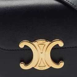 Celine Black Leather Mini Triomphe Shoulder Bag