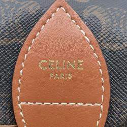 Celine Triomphe Falco Backpack Tan Pvc Coated Canvas Leather Size Mini