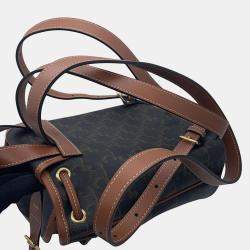 Celine Triomphe Falco Backpack Tan Pvc Coated Canvas Leather Size Mini