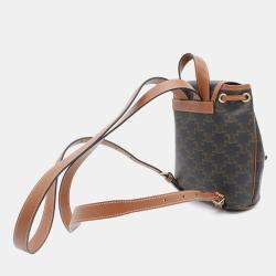 Celine Triomphe Falco Backpack Tan Pvc Coated Canvas Leather Size Mini
