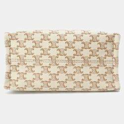 Celine Beige & Brown Canvas and Leather Small Cabas Thais Tote Bag