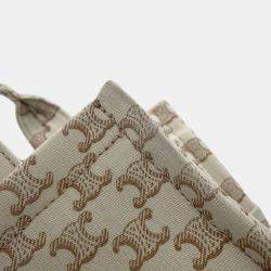 Celine Beige & Brown Canvas and Leather Small Cabas Thais Tote Bag