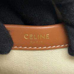 Celine Beige & Brown Canvas and Leather Small Cabas Thais Tote Bag