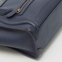 Celine Navy Blue Leather Nano Luggage Tote