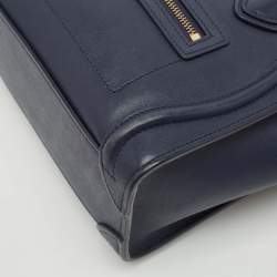 Celine Navy Blue Leather Nano Luggage Tote