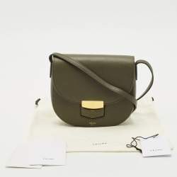 Celine Olive Green Leather Small Trotteur Crossbody Bag