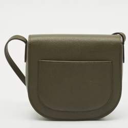 Celine Olive Green Leather Small Trotteur Crossbody Bag
