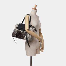 Celine Black White Limited Edition Mini Pony Hair and Calfskin Belt Bag
