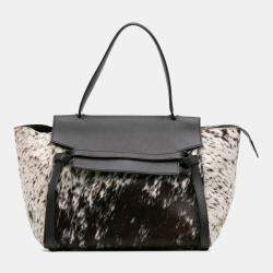 Celine Black White Limited Edition Mini Pony Hair and Calfskin Belt Bag