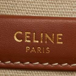 Pre Owned Celine Beige Triomphe Canvas and Leather Small Cabas Thais Tote