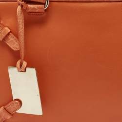 Celine Orange Leather and Croc Embossed Trim Large Trunkette Bag
