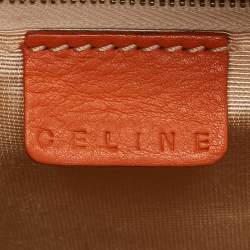 Celine Orange Leather and Croc Embossed Trim Large Trunkette Bag