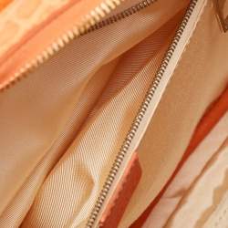 Celine Orange Leather and Croc Embossed Trim Large Trunkette Bag