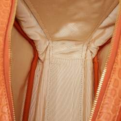 Celine Orange Leather and Croc Embossed Trim Large Trunkette Bag