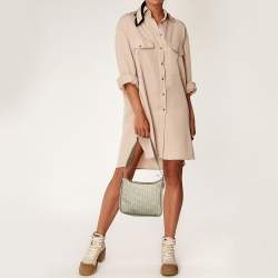 Celine Olive Green Macadam Canvas and Leather Mini Zip Hobo