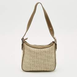Celine Olive Green Macadam Canvas and Leather Mini Zip Hobo