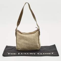 Celine Olive Green Macadam Canvas and Leather Mini Zip Hobo