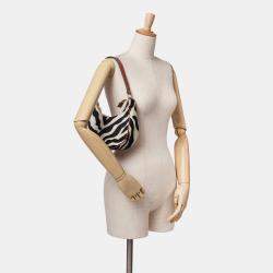 Celine Beige/Brown Canvas Zebra Print Ava Shoulder Bag