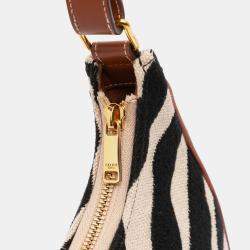 Celine Beige/Brown Canvas Zebra Print Ava Shoulder Bag