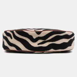 Celine Beige/Brown Canvas Zebra Print Ava Shoulder Bag