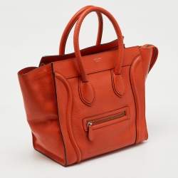 Celine Orange Leather Mini Luggage Tote