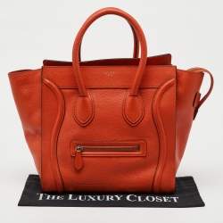 Celine Orange Leather Mini Luggage Tote
