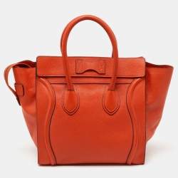 Celine Orange Leather Mini Luggage Tote