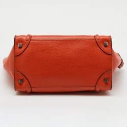 Celine Orange Leather Mini Luggage Tote
