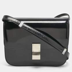 Celine Black Patent Leather Medium Classic Box Shoulder Bag