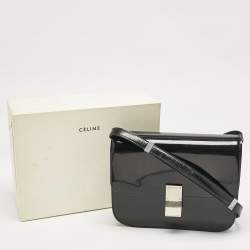 Celine Black Patent Leather Medium Classic Box Shoulder Bag