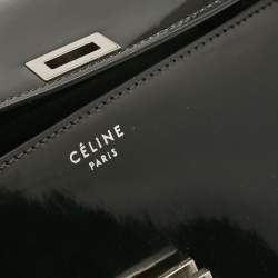 Celine Black Patent Leather Medium Classic Box Shoulder Bag