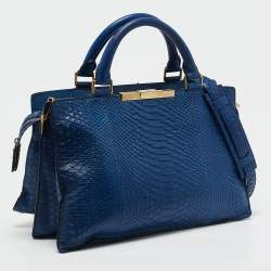 Celine Blue Python Frame Satchel