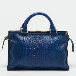 Celine Blue Python Frame Satchel
