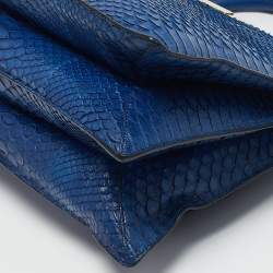 Celine Blue Python Frame Satchel
