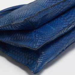 Celine Blue Python Frame Satchel