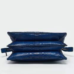 Celine Blue Python Frame Satchel