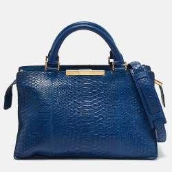 Celine Blue Python Frame Satchel