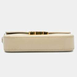 Celine Beige Calfskin Triomphe Shiny  Claude Shoulder Bag