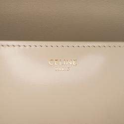 Celine Beige Calfskin Triomphe Shiny  Claude Shoulder Bag