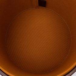Celine Beige Brown Raffia and Calfskin Triomphe Tambour Medium Vanity Bag