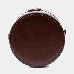 Celine Beige Brown Raffia and Calfskin Triomphe Tambour Medium Vanity Bag
