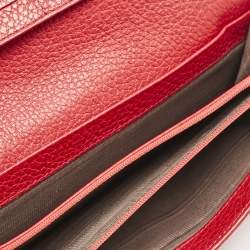 Celine Red Logo Embossed Leather Continental Flap Wallet