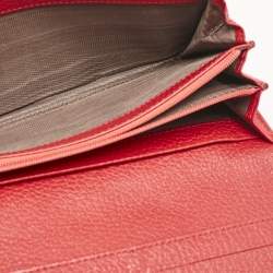 Celine Red Logo Embossed Leather Continental Flap Wallet